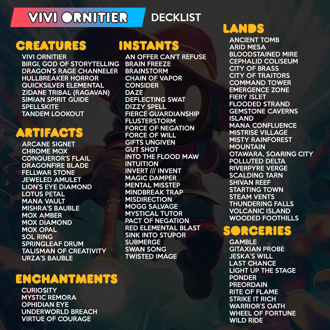 Vivi Ornitier – Blue Red Spellslinger Final Fantasy Theme | MTG Commander EDH Proxy Deck | 100 Card Ready-to-Play