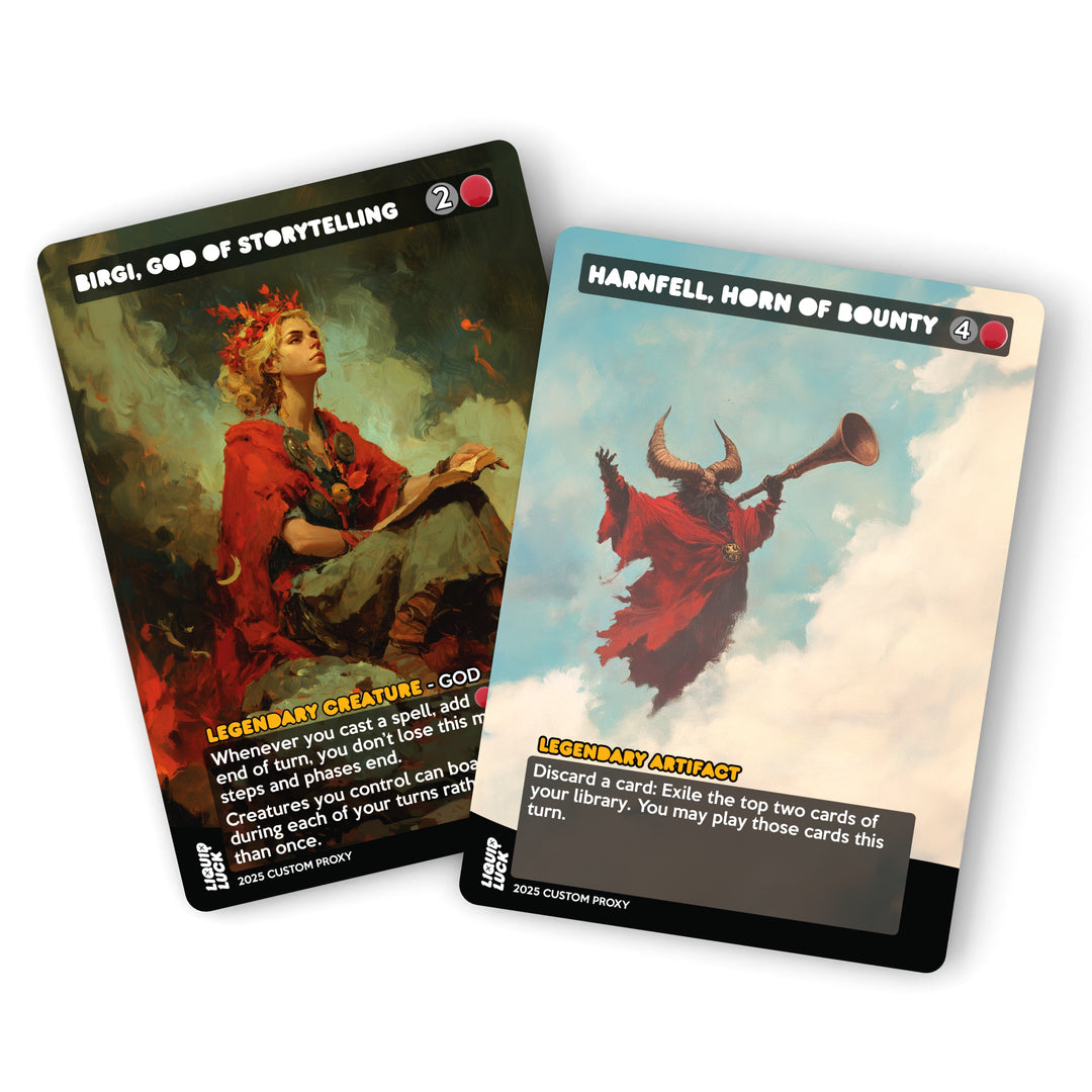 Birgi, God of Storytelling // Harnfel, Horn of Bounty MTG Proxy