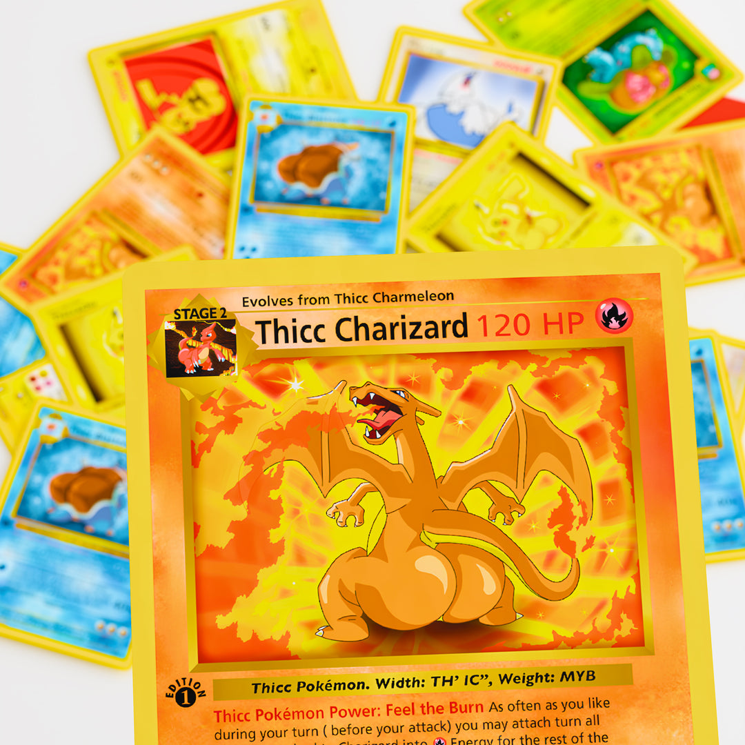 Thicc Pokemon Fan-Art Cards - Funny Collectible Parody Set Liquid Luck Thicc Pokemon Fan-Art Cards - Funny Collectible Parody Set Liquid Luck