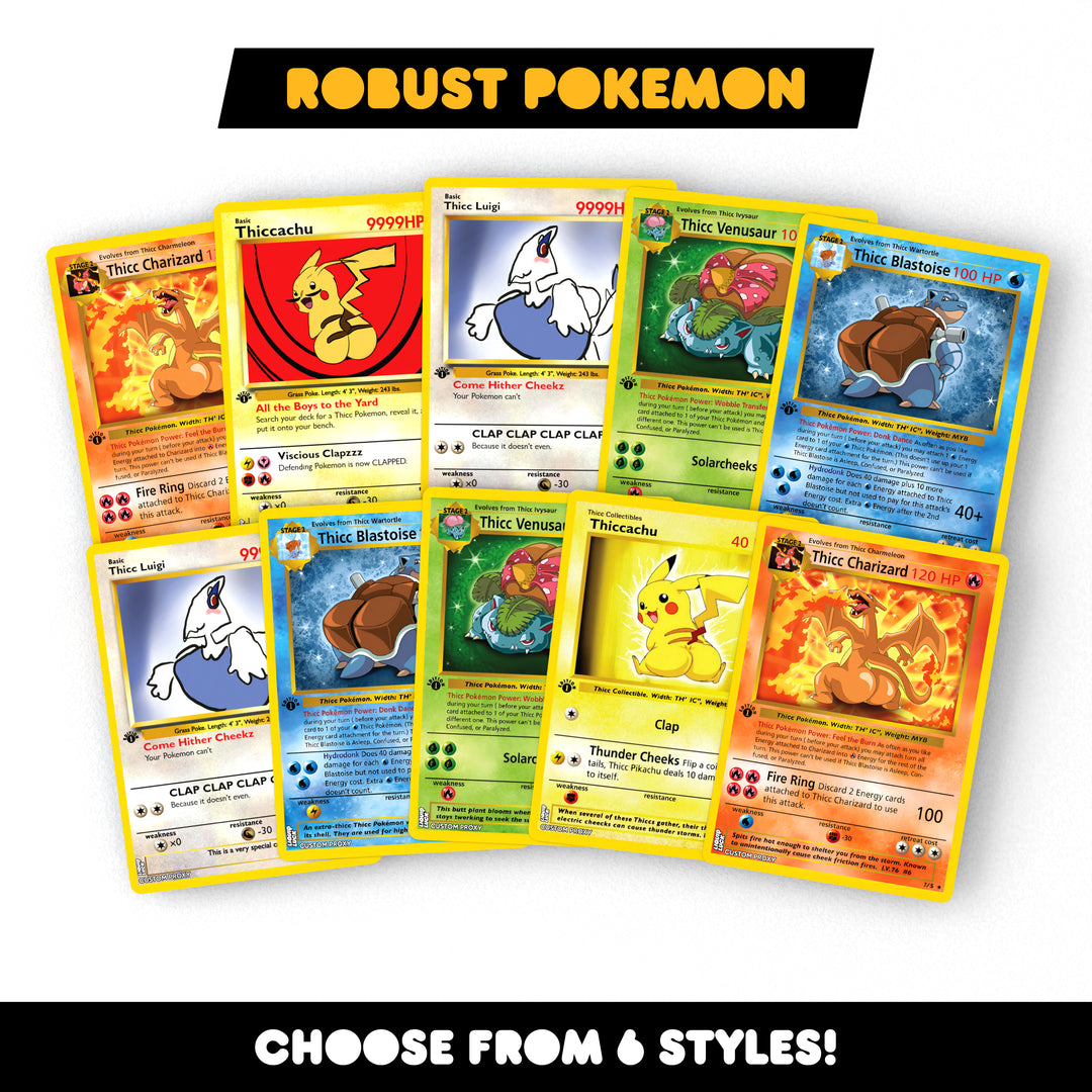 Thicc Pokemon Fan-Art Cards - Funny Collectible Parody Set Liquid Luck Thicc Pokemon Fan-Art Cards - Funny Collectible Parody Set Liquid Luck