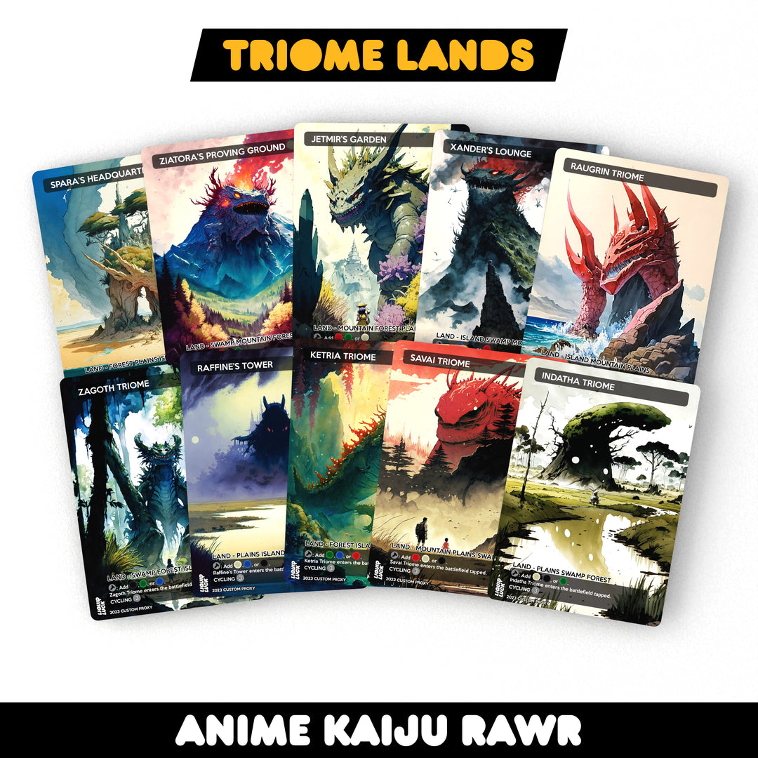 Triome Lands Set Anime Watercolor