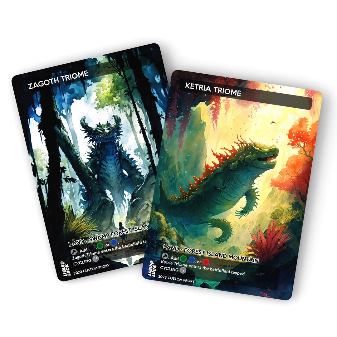 Triome Lands Set Anime Watercolor